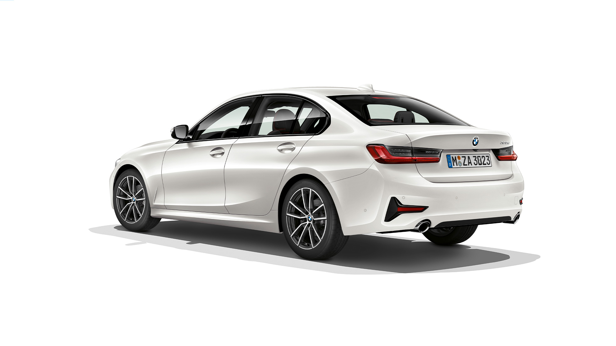 BMW 3 Series Sedan, Model Sport Line rear. G20 Three-quarter rear shot of the BMW 3 Series Sedan with Model Sport Line features. G20