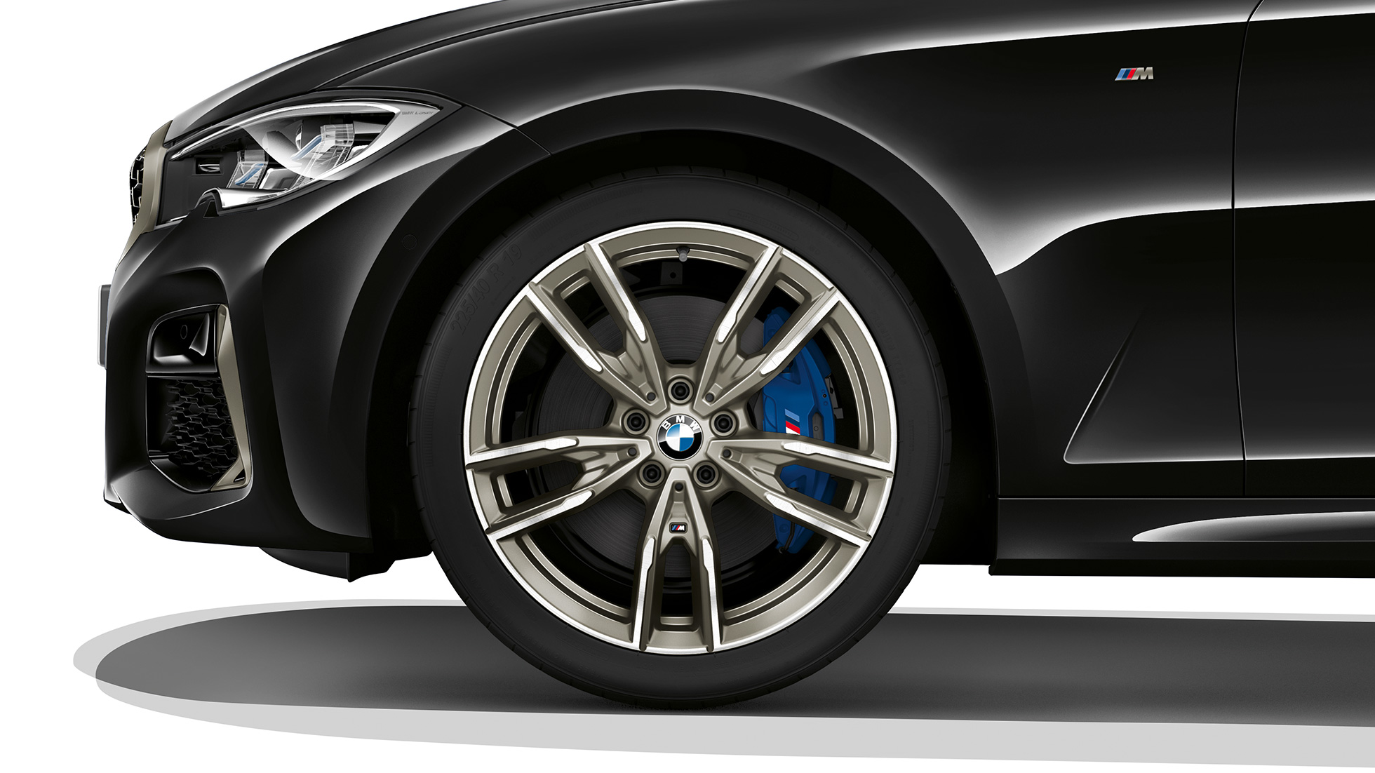 BMW 3 Series Sedan, M340i xDrive light alloy wheel. G20 Close-up of the light alloy wheel of the BMW 3 Series M340i xDrive Sedan. G20