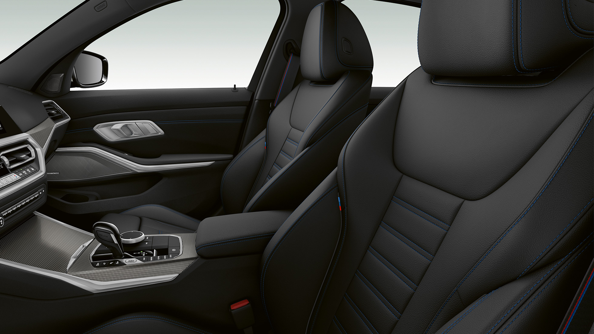 BMW 3 Series Sedan, M340i xDrive front seats G20 Side close-up of the front seats of the BMW 3 Series M340i xDrive Sedan. G20