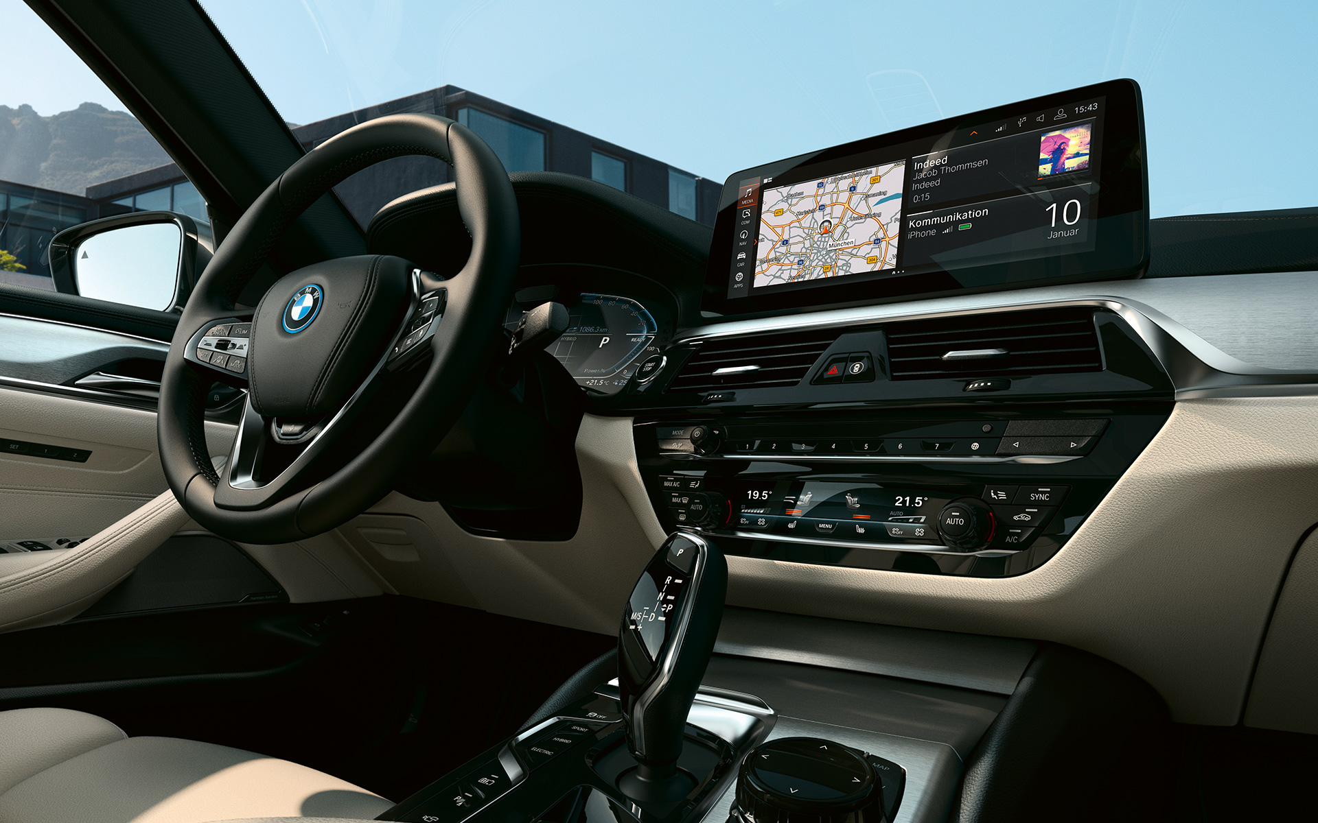 Cockpit BMW 5 Series Touring G31 LCI LCFI 4K9 Cockpit BMW 5 Series Touring G31 Facelift 2020 interior Dakota leather Ivory White Fine Brushed Aluminium with Pearl-gloss Chrome accent line