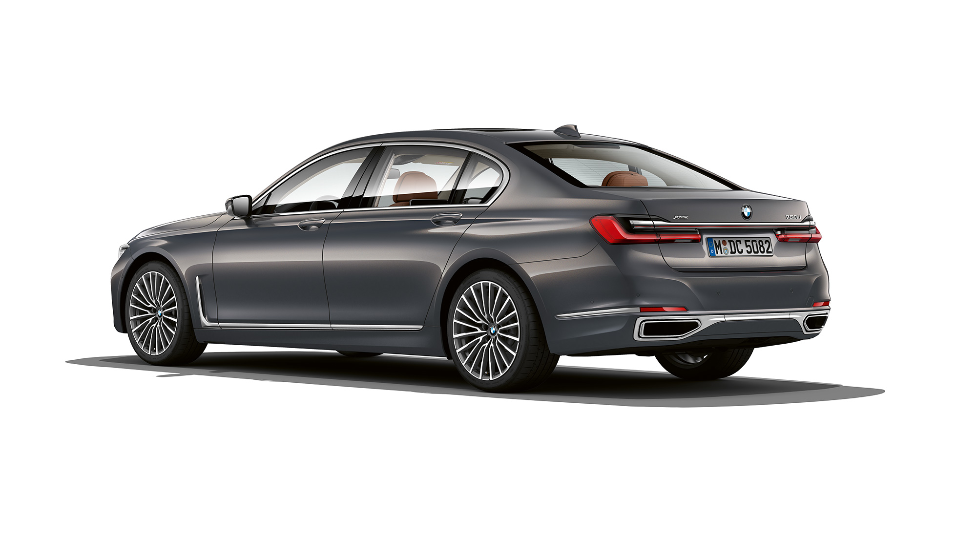 BMW 7 Series Sedan with Exterior Design Pure Excellence, three-quarter rear view G11 Grey BMW 7 Series Sedan with Exterior Design Pure Excellence in three-quarter rear view G11