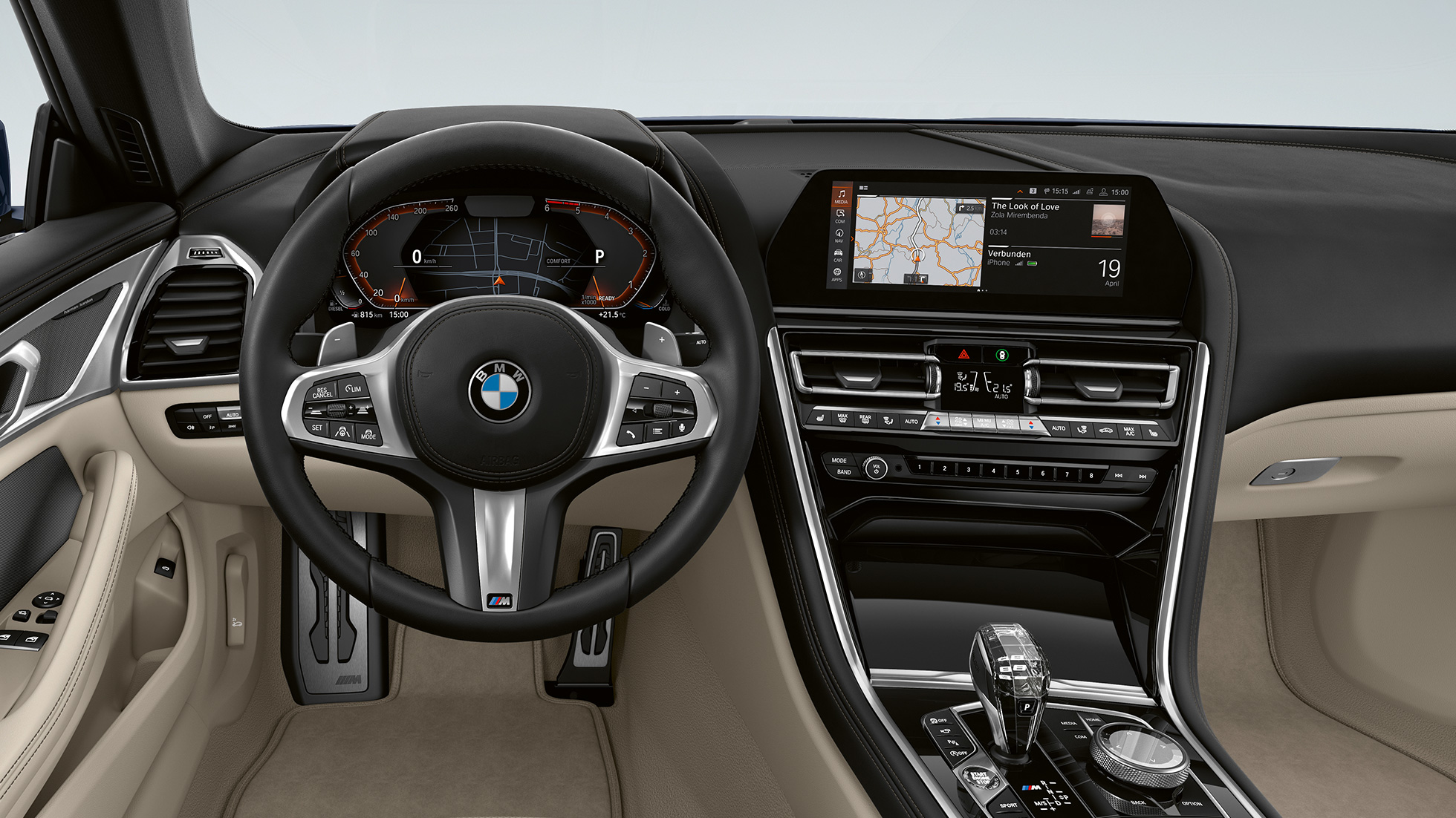 M Leather steering wheel with Multifunction. G15 BMW 8 Series Coupé, Cockpit, M Leather steering wheel with Multifunction. G15