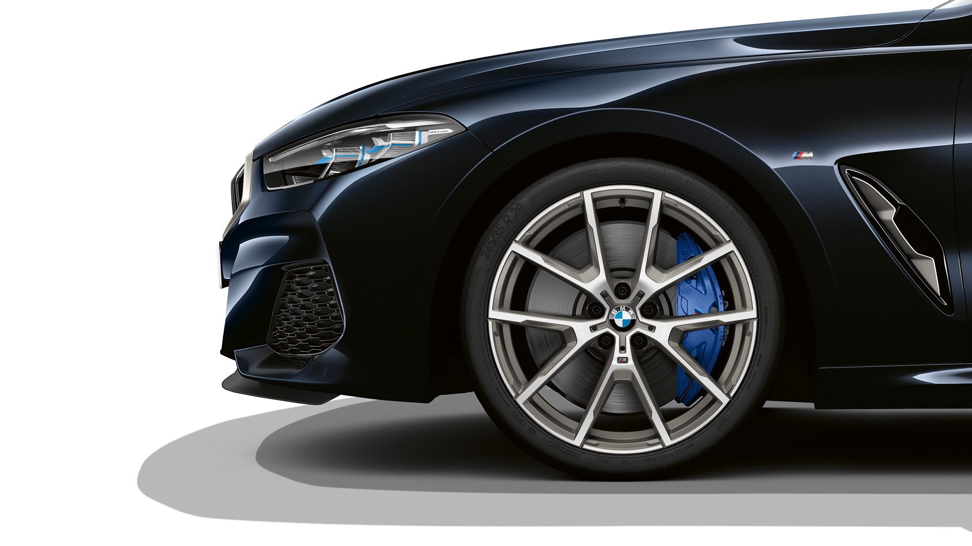 19'' light alloy wheels Double-spoke style 727 M Bicolor. G15 BMW 8 Series Coupé, Carbon Black metallic, 19'' light alloy wheels Double-spoke style 727 M Bicolor. G15