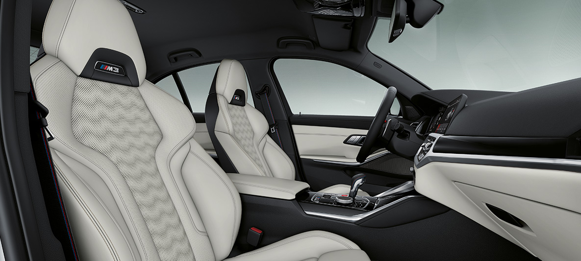 BMW Individual full leather trim 'Merino' Ivory White BMW M3 Sedan 2020 G80 Interior BMW Individual full leather trim 'Merino' Ivory White BMW M3 Sedan G80 2020 interior