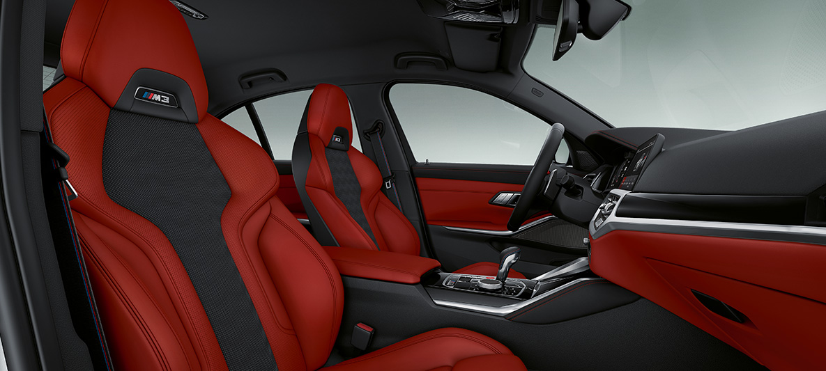 BMW Individual full leather trim 'Merino' Fiona Red/Black BMW M3 Sedan 2020 G80 Interior BMW Individual full leather trim 'Merino' Fiona Red/Black BMW M3 Sedan G80 2020 interior