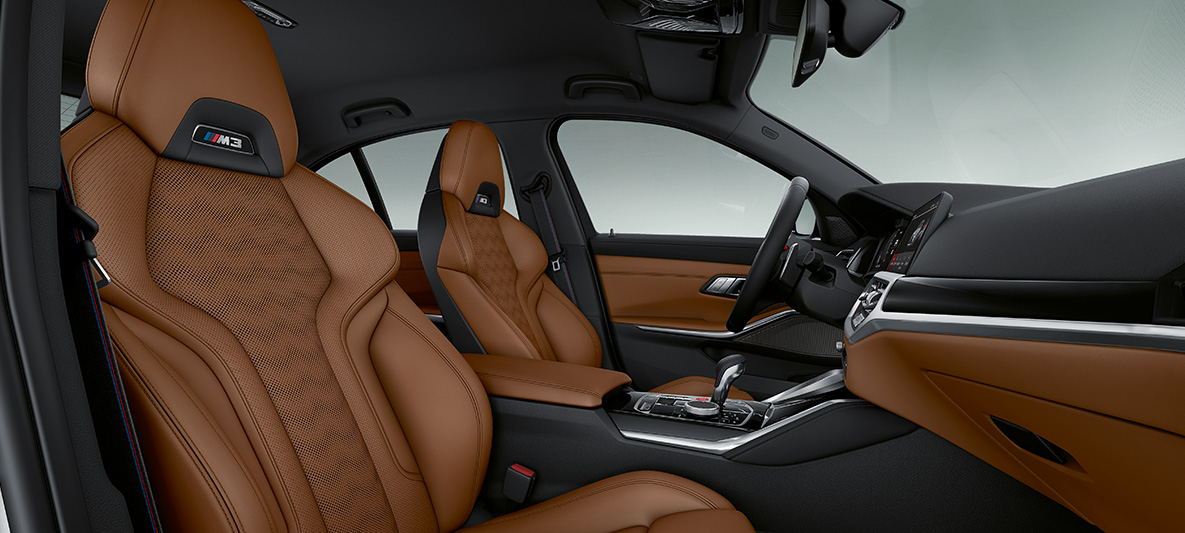 BMW Individual full leather trim 'Merino' Tartufo BMW M3 Sedan 2020 G80 Interior BMW Individual full leather trim 'Merino' Tartufo BMW M3 Sedan G80 2020 interior