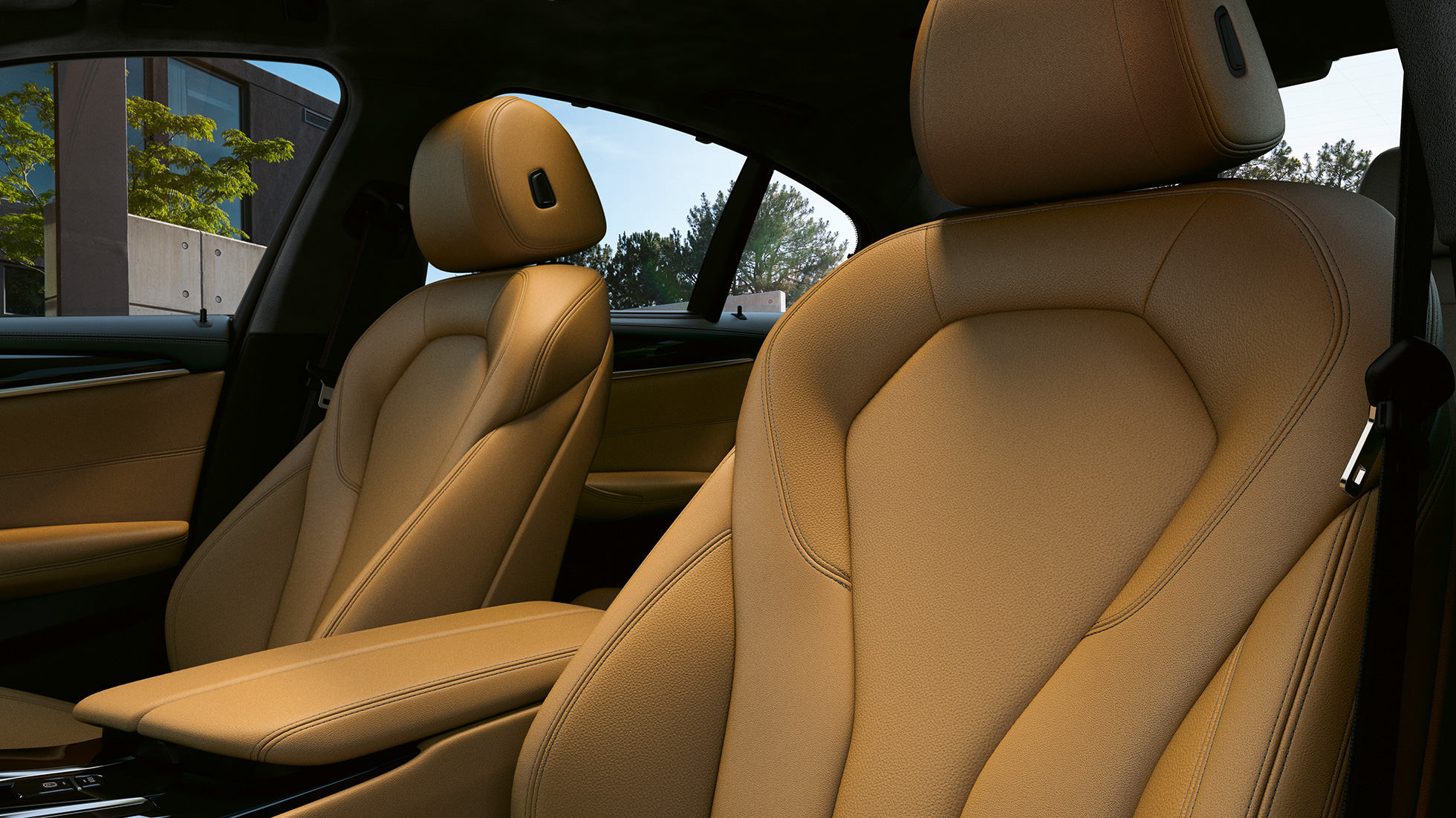 Sport seats for driver and front passenger BMW M550i xDrive Sedan G30 LCI Facelift 2020 interior Sport seats for driver and front passenger BMW M550i xDrive Sedan G30 LCI Facelift 2020 interior