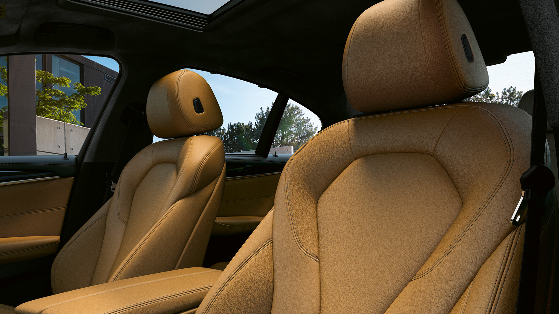 Sport seats for driver and front passenger BMW M550i xDrive Sedan G30 LCI Facelift 2020 interior Sport seats for driver and front passenger BMW M550i xDrive Sedan G30 LCI Facelift 2020 interior
