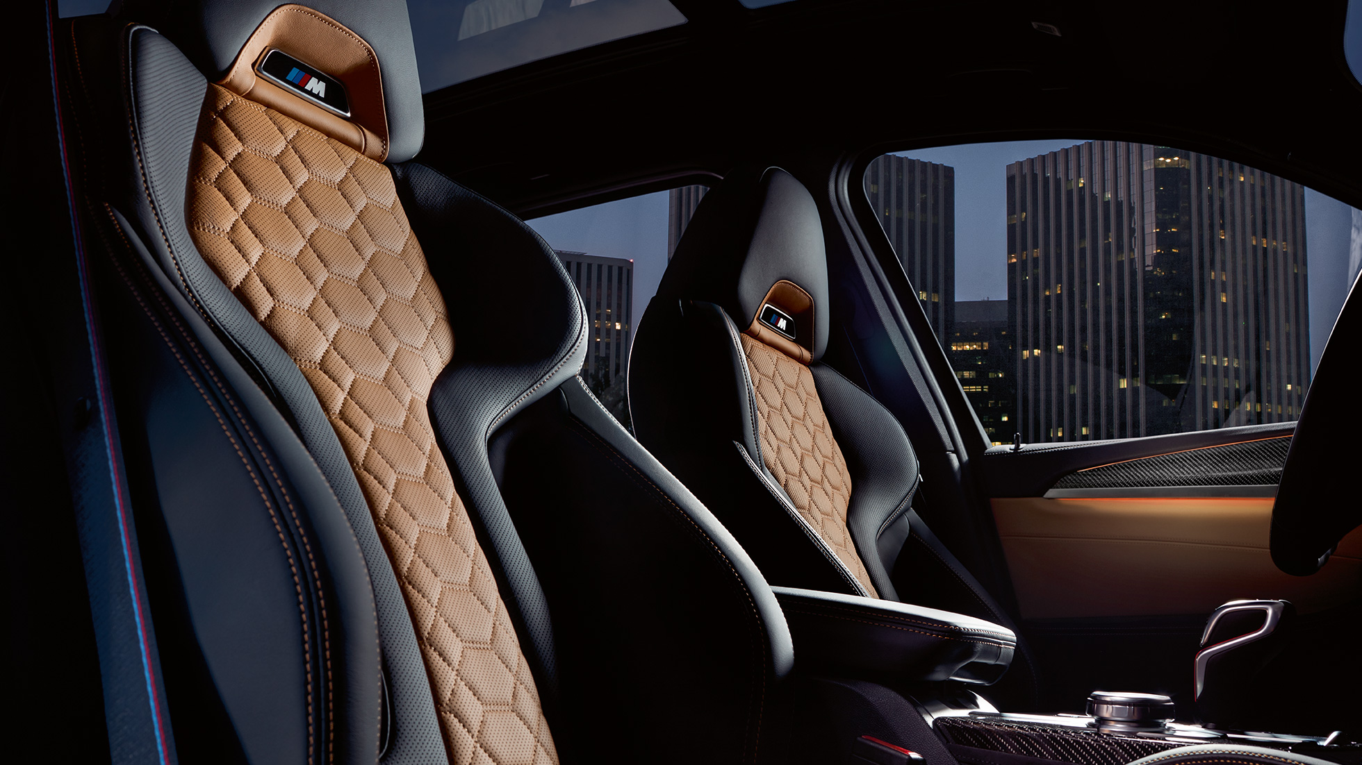 BMW X3 M Competition, M Sport seats. F97 BMW X3 M Competition, interior, M Sport seats in ‘Merino’ leather with Alcantara. F97