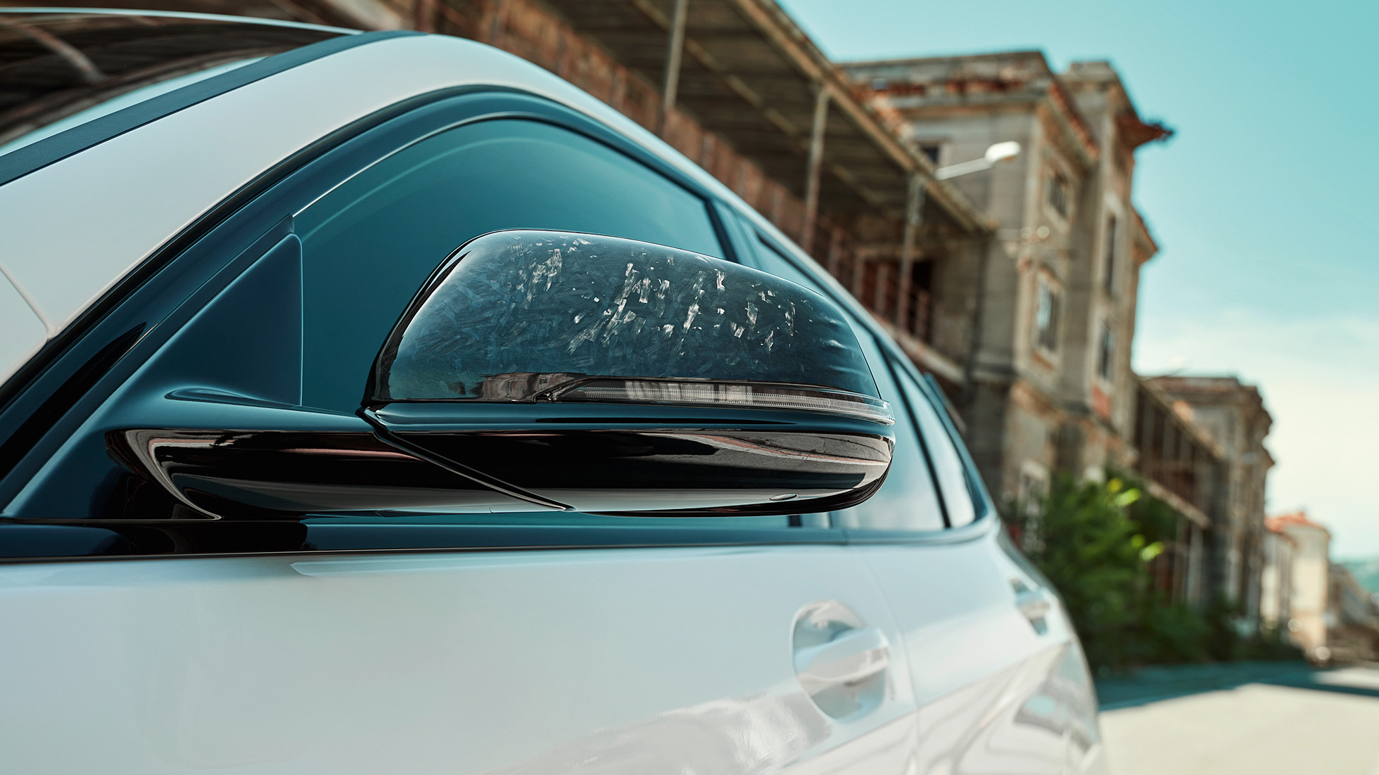 BMW 1 Series BMW M135i xDrive F40 M Performance mirror caps BMW 1 Series BMW M135i xDrive F40 M Performance mirror caps close up