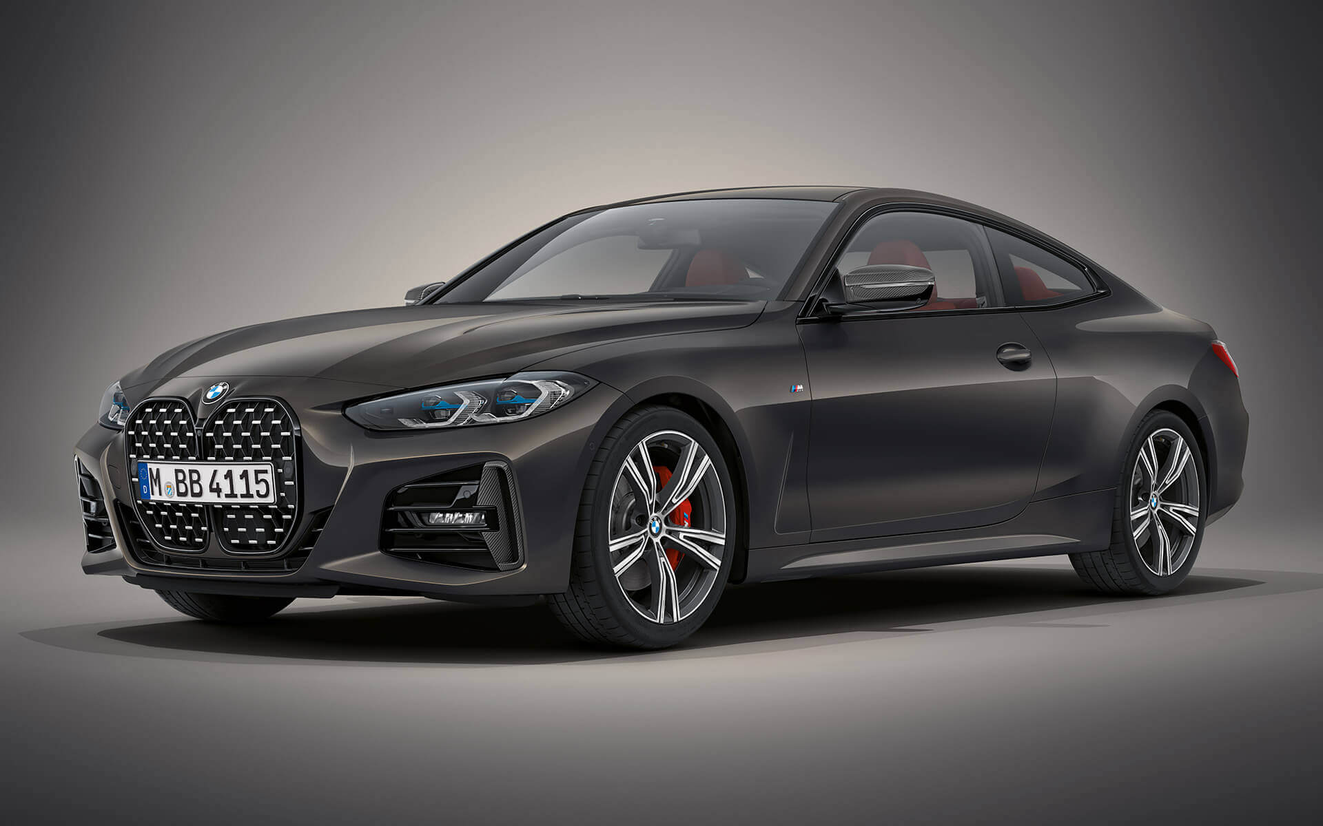 BMW Individual Dravite grey metallic BMW 4 Series Coupé G22 2020 BMW 4 Series Coupé Individual Dravite grey metallic G22 2020 three-quarter front view standing