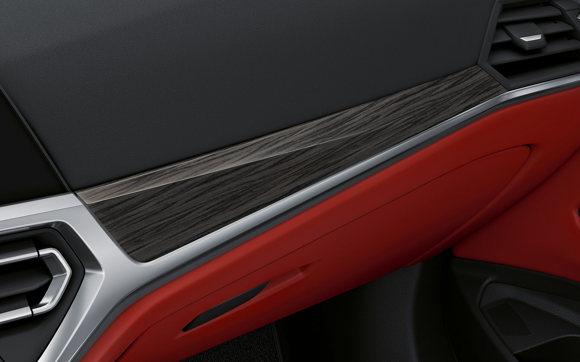 Interior trims Fine wood BMW 4 Series Coupé Individual G22 2020 interior Interior trims Fine wood with highlight trim finisher in Pearl Chrome BMW 4 Series Coupé Individual G22 2020 interior