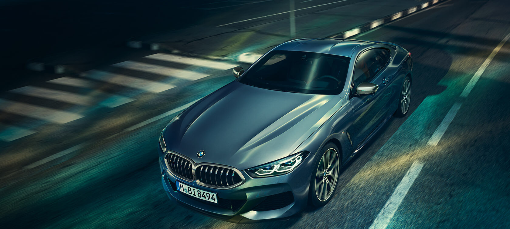 BMW 8 Series Coupé, three-quarter front view. G15 BMW 8 Series Coupé, three-quarter front view, standing with view on engine bonnet. G15