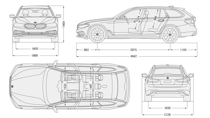 BMW G31 5 Series Touring LCI 520d xDrive specs, dimensions